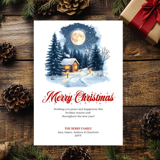 Cartão De Festividades Cozy Artistic Holiday Scene Greeting Card (Cozy Artistic Holiday Scene Greeting Card)