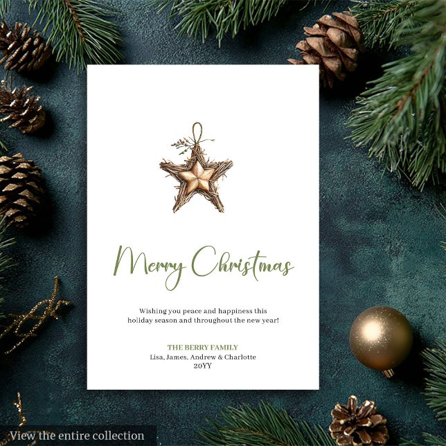 Cartão De Festividades Cozy Boho Botanical Minimalist Holiday Greeting (Cozy Boho Botanical Minimalist Holiday Greeting)