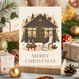 Cartão De Festividades Cozy Boho Cabin Christmas Greeting Card