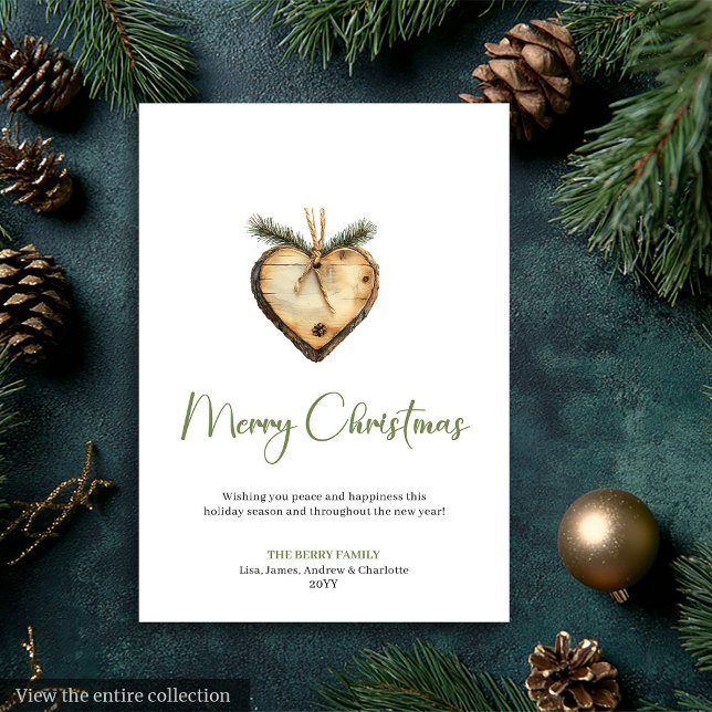 Cartão De Festividades Cozy Boho Earthy Pine Wreath Christmas Greeting (Cozy Boho Earthy Pine Wreath Christmas Greeting Holiday Card)