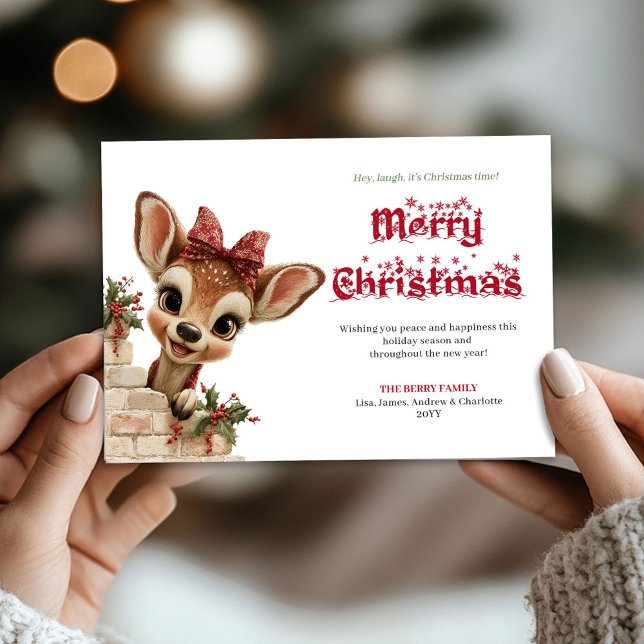 Cartão De Festividades Cozy Christmas funny reindeer cute greeting card (Cozy Christmas funny reindeer cute greeting card)