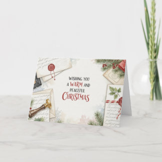 Cartão De Festividades Cozy Christmas Letter Desk Watercolor Card