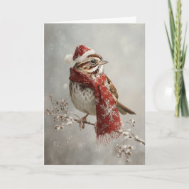 Cartão De Festividades Cozy Christmas Sparrow