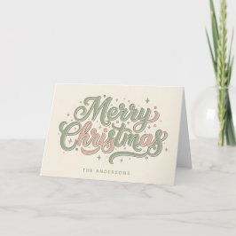 Cartão De Festividades Cozy Cottage Retro Script Merry Christmas
