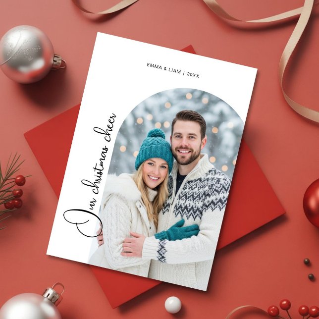 Cartão De Festividades Cozy Our Christmas Cheer Couple love Holiday Card (Criador carregado)