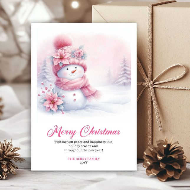 Cartão De Festividades Cozy Pink Snowman Download Kids Christmas Greeting (Cozy Pink Snowman Download Kids Christmas Greeting Card

)