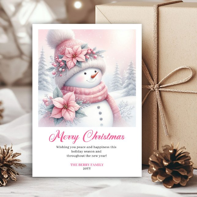 Cartão De Festividades Cozy Pink Snowman Kids Download Christmas Greeting (Cozy Pink Snowman Kids Download Christmas Greeting Card

)