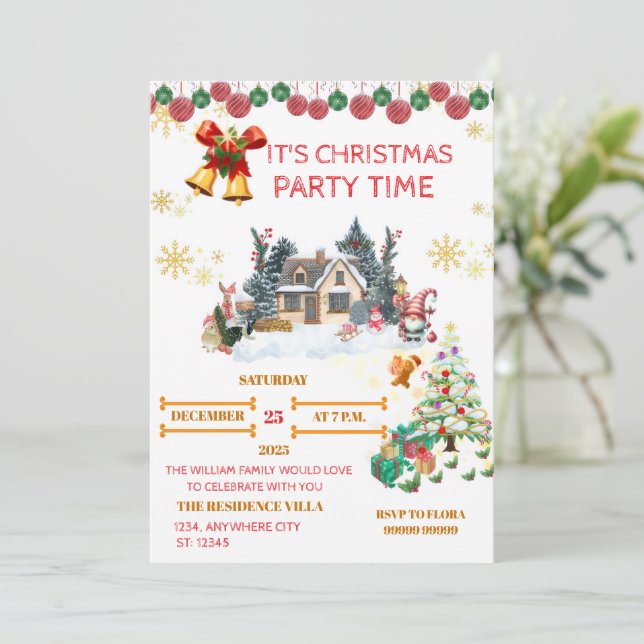 Cartão De Festividades Cozy Santa Christmas Card (Em pé/Frente)