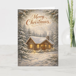 Cartão De Festividades Cozy Snow Covered Cabin Merry Christmas