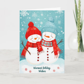 Cartão De Festividades Cozy Snowmen Couple Warmest Holiday Wishes Card