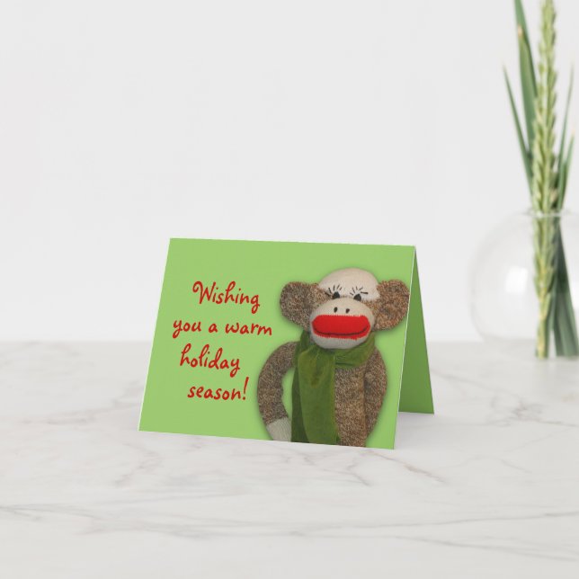 Cartão De Festividades Cozy Sock Monkey Card (Frente)
