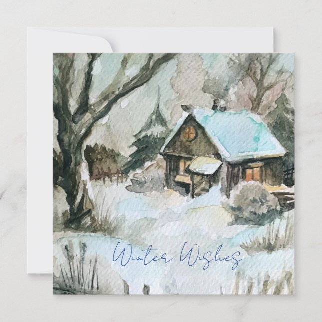 Cartão De Festividades Cozy Winter Cottage  (Frente)