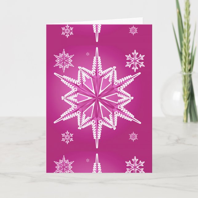 CARTÃO DE FESTIVIDADES CPMWSF PINK MAGENTA WINTER SNOWFLAKE WINTER BACKGR (Frente)