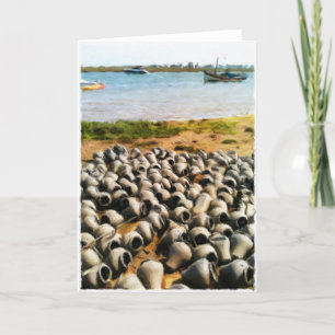 Cartão De Festividades Crab pots at Santa Luzia blank card