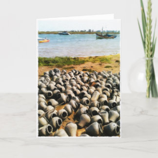 Cartão De Festividades Crab pots at Santa Luzia blank card