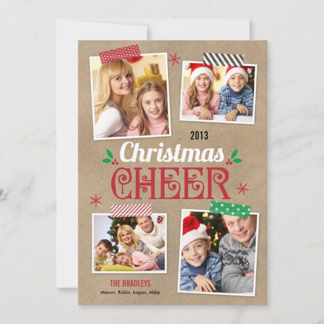 Cartão De Festividades Crafty Christmas Holiday Photo Card (Frente)
