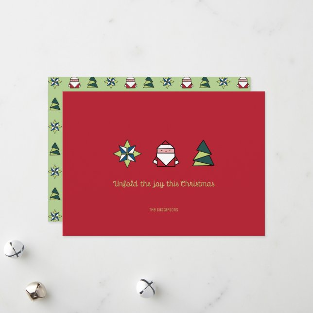 Cartão De Festividades Cranberry Origami Christmas (Frente/Verso In Situ)