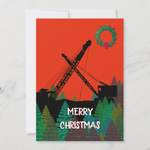 CARTÃO DE FESTIVIDADES CRANE OPERATOR VINTAGE CRAWLWER CRANE NORTHWEST