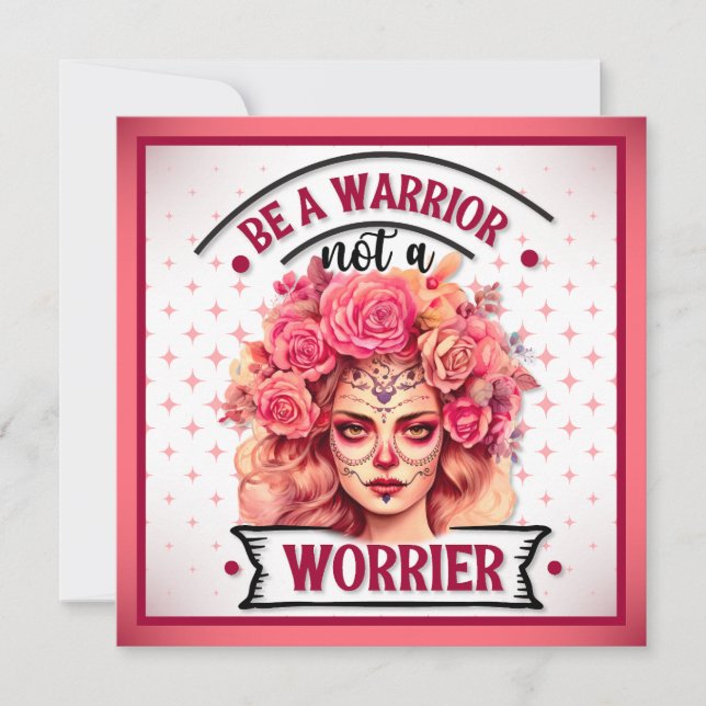 Cartão De Festividades Crânio Açucarado Cor-de-Rosa e Bonito (Frente)