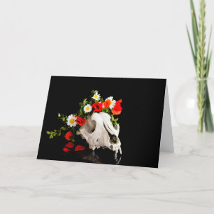 Cartão De Festividades Crânio animal com uma coroa de flor selvagem