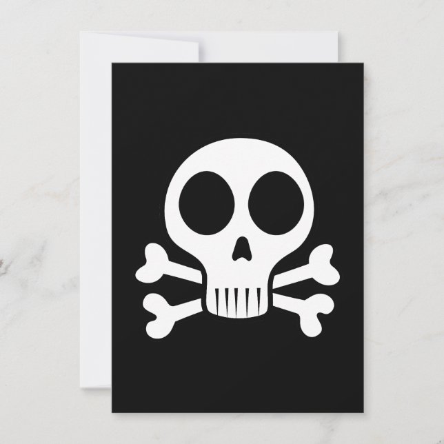 Cartão De Festividades crânio assustador em um fundo preto (Frente)