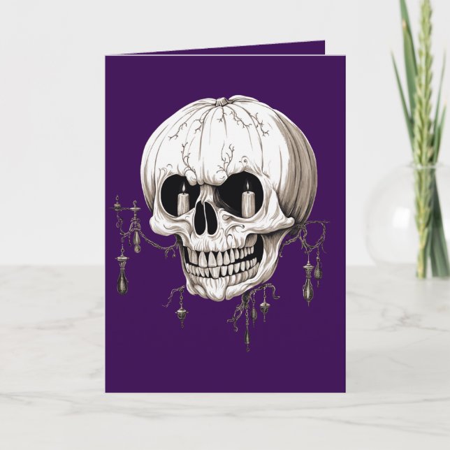 Cartão De Festividades Cranio Derretendo de Halloween Assustador Com Imag (Frente)