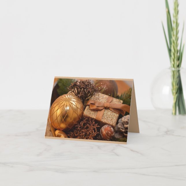 Cartão De Festividades Crânios de Bronze Presente e Decoração (Frente)