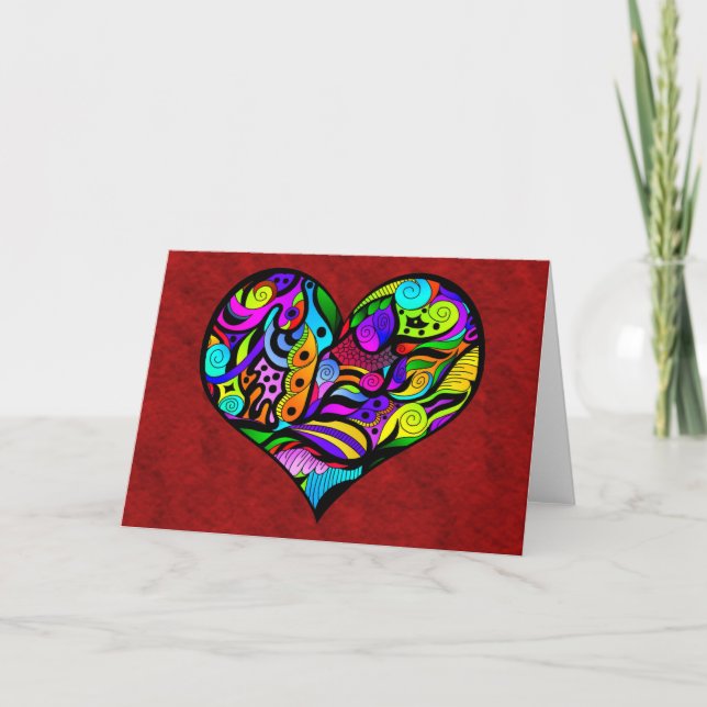 Cartão De Festividades Crazy Heart Greeting Card (Frente)
