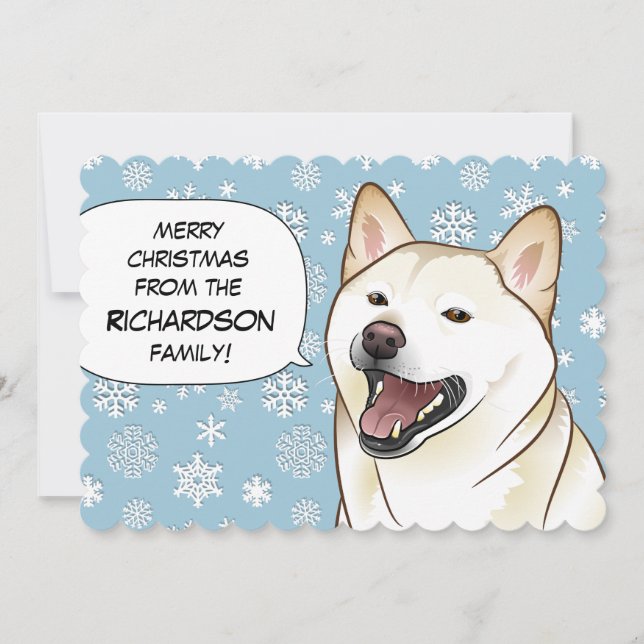 Cartão De Festividades Cream Shiba Inu Merry Christmas Card (Frente)