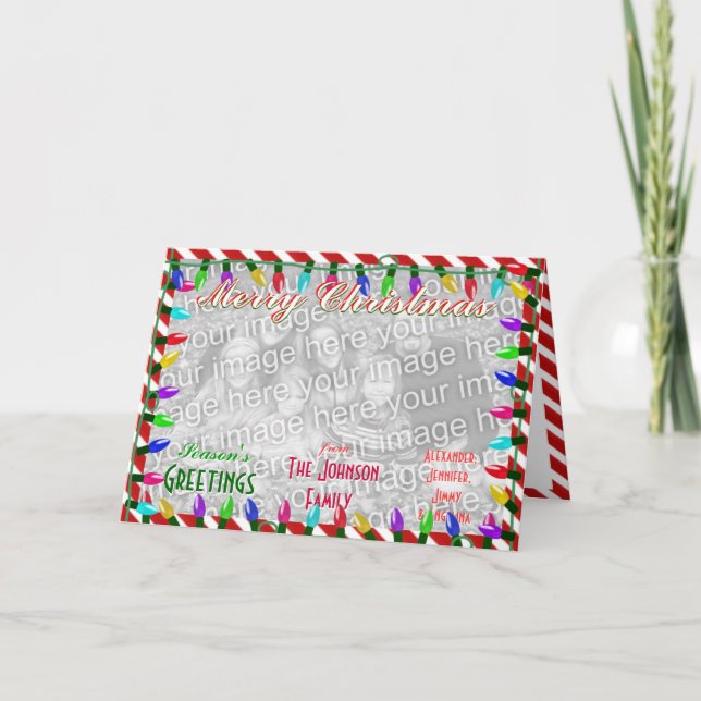 Cartão De Festividades Create a custom Merry Christmas Family Photo (Frente)