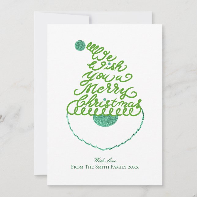 Cartão De Festividades Create Your Own Cute Glitter Santa Christmas Flat  (Frente)