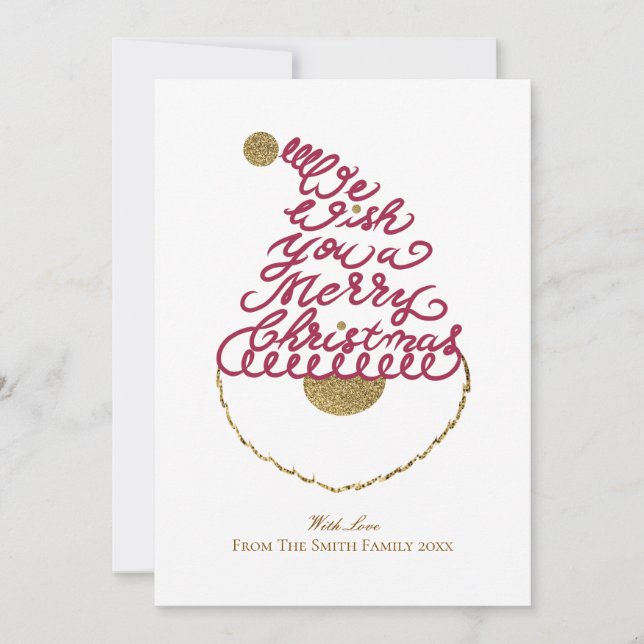 Cartão De Festividades Create Your Own Cute Glitter Santa Christmas Flat  (Frente)