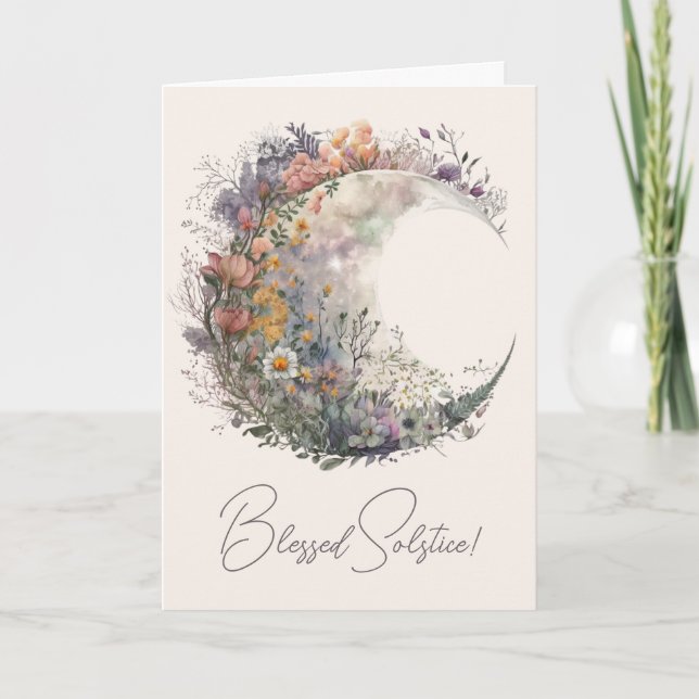 Cartão De Festividades Create Your Own Misty Spring Floral Crescent Moon (Frente)