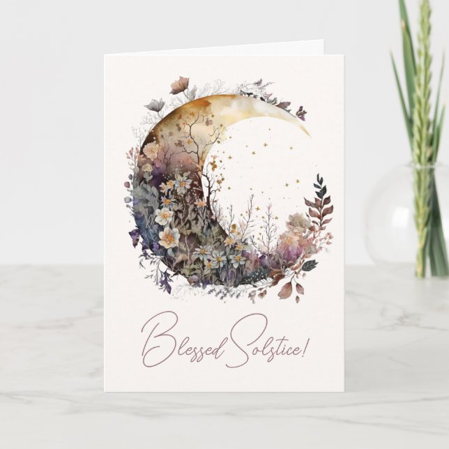 Cartão De Festividades Create Your Own Rustic Sunset Floral Crescent Moon (Frente)