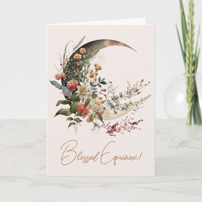 Cartão De Festividades Create Your Own Summer Floral Crescent Moon (Frente)