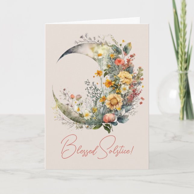 Cartão De Festividades Create Your Own Sunny Floral Crescent Moon (Frente)