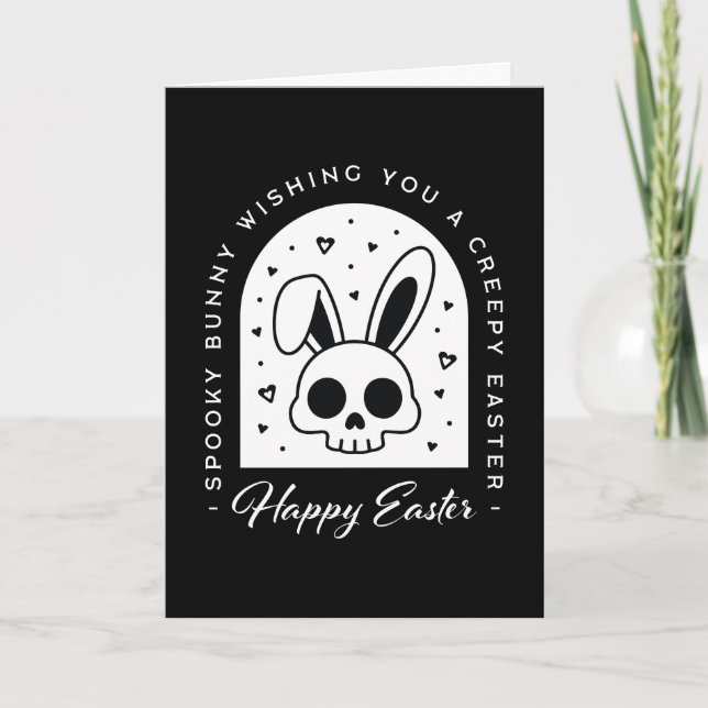 Cartão De Festividades Creepy Happy Easter bunny skull gothic aesthetic (Frente)