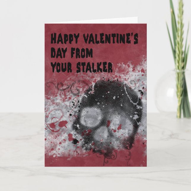 Cartão De Festividades Creepy Stalker Valentine's Day Card (Frente)