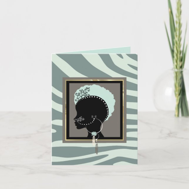 Cartão De Festividades Creme, horta verde e zebra preta (Frente)