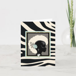 Cartão De Festividades Creme, horta verde e zebra preta