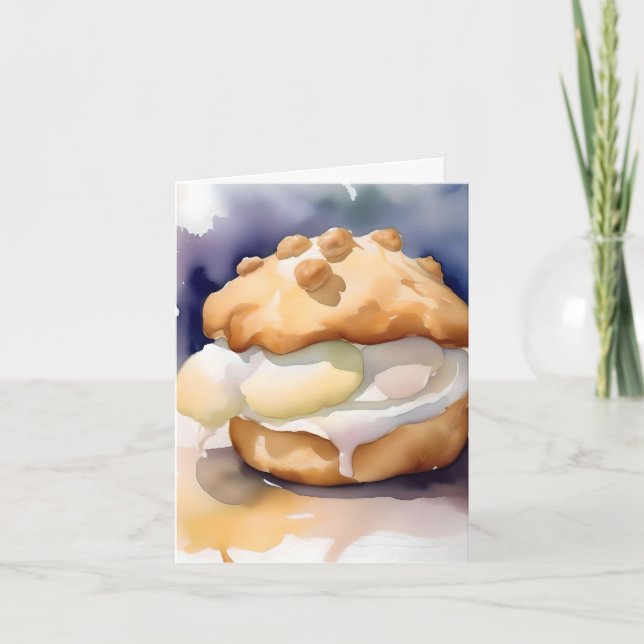 Cartão De Festividades Creme Nacional - Dia D - 2 de Janeiro - Aquarela (Frente)