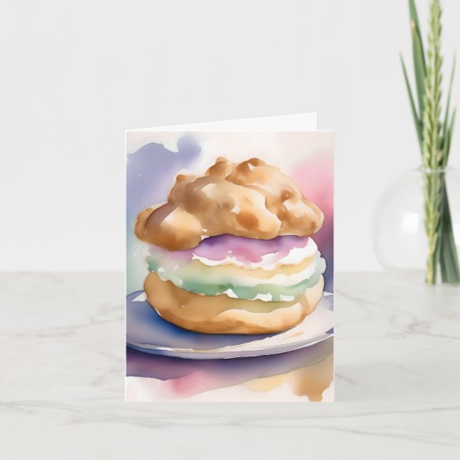 Cartão De Festividades Creme Nacional no Dia F - 2 de janeiro - Aquarela (Frente)