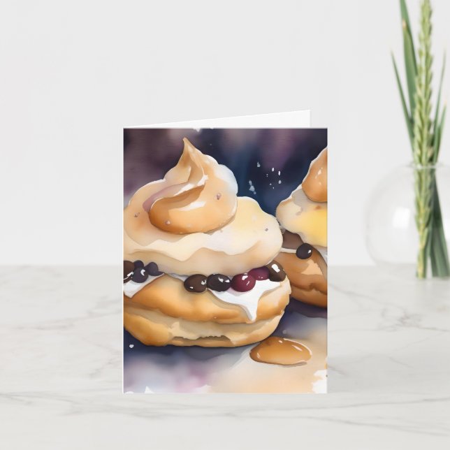 Cartão De Festividades Creme Nacional Puff Dia B - 2 de janeiro - Aquarel (Frente)