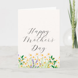 Cartão De Festividades Creme Verde Simples Lavanda Floral Dia das Mães 