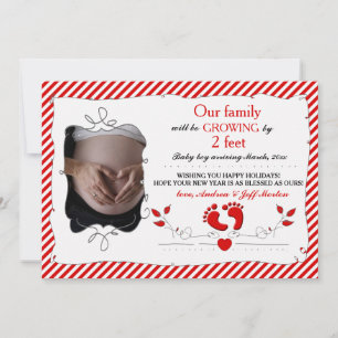 Cartão De Festividades Crescendo com 2 pés de lançamento de gravidez no