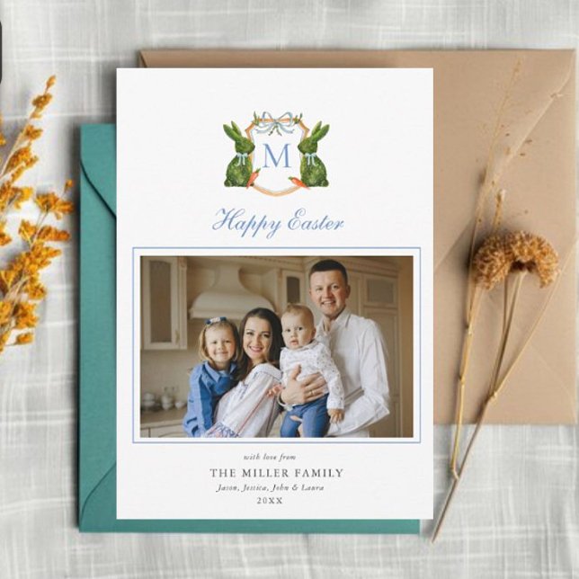Cartão De Festividades Crescente monograma com Páscoa fotográfica de coel (Criador carregado)