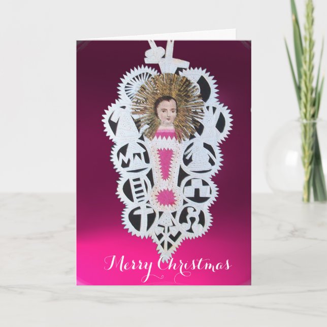 Cartão De Festividades Criança Jesus,Antiguamente Escultura de Papel de N (Frente)