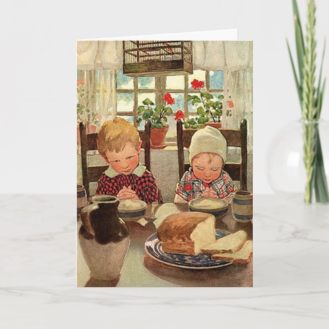 Cartão De Festividades Crianças agradecidas por Jessie Willcox Smith (Frente)