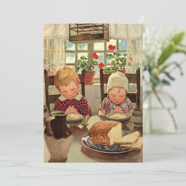 Cartão De Festividades Crianças agradecidas por Jessie Willcox Smith (Em pé/Frente)