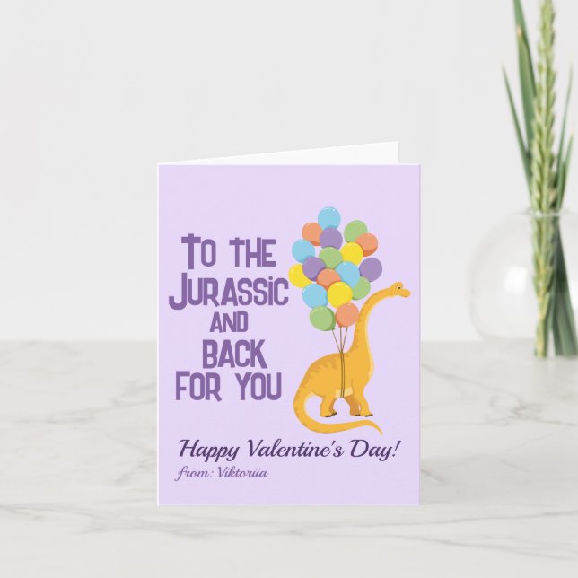 Cartão De Festividades Crianças balões de dinossauro fofos dia dos namora (Frente)